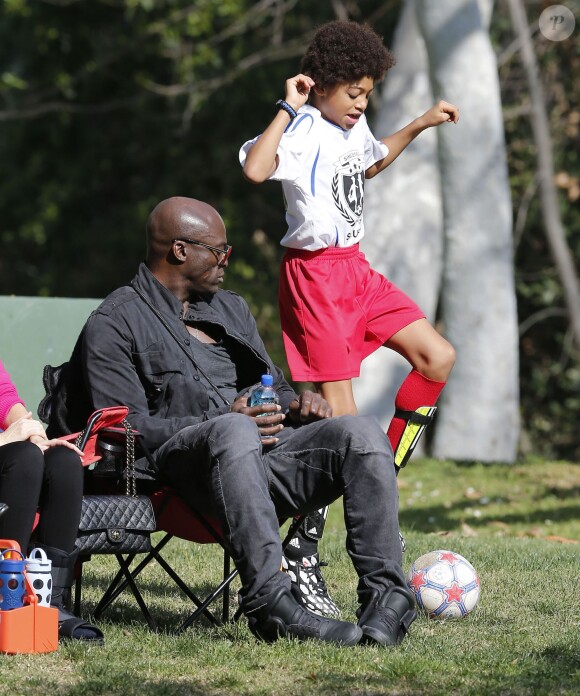 Seal assiste au match de football de ses enfants Leni, Henry et Johan à Los Angeles Le 31 Janvier 2015