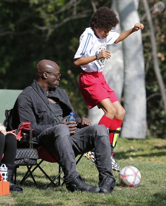 Seal assiste au match de football de ses enfants Leni, Henry et Johan à Los Angeles Le 31 Janvier 2015