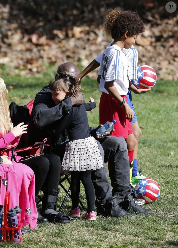 Seal assiste au match de football de ses enfants Leni, Henry et Johan à Los Angeles Le 31 Janvier 2015