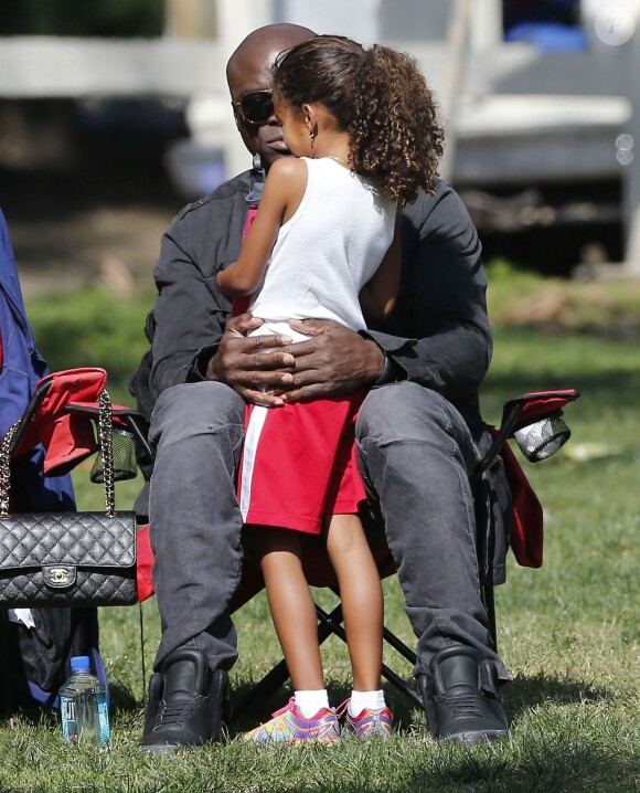 Seal assiste au match de football de ses enfants Leni, Henry et Johan à Los Angeles Le 31 Janvier 2015