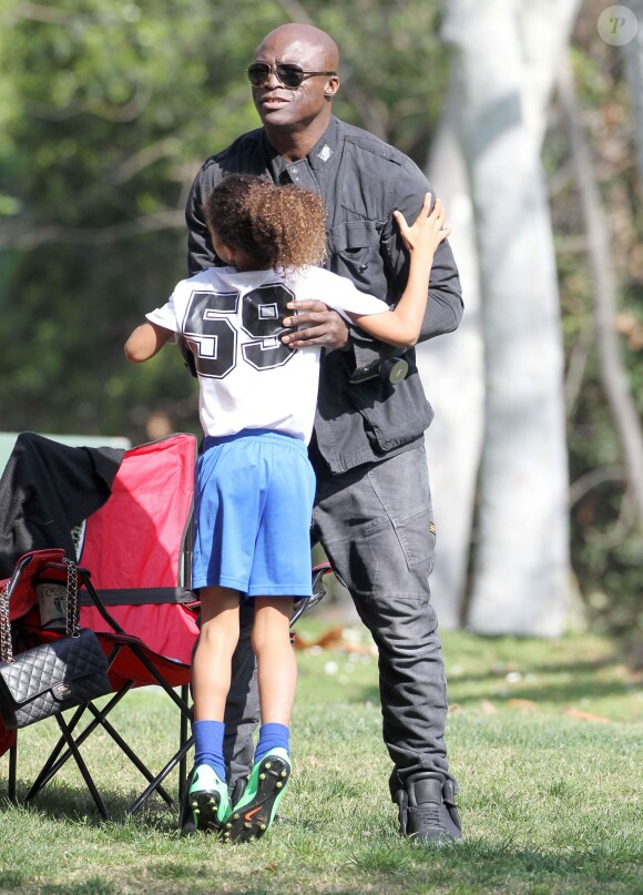Seal assiste au match de football de ses enfants Leni, Henry et Johan à Los Angeles Le 31 Janvier 2015