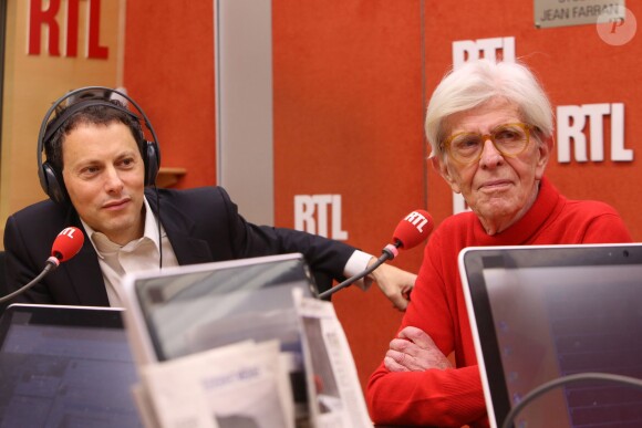 L'animateur Marc-Olivier Fogiel et Henry Chapier, invités de RTL, le mardi 3 février 2015.