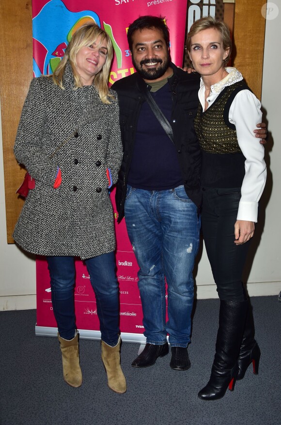 Emmanuelle Seigner, Anurag Kashyap (réalisateur), Mélita Toscan du Plantier - Le 3e Festival du Film d'Asie du Sud Transgressif (FFAST) au cinéma l'Arlequin à Paris, le 3 février 2015.