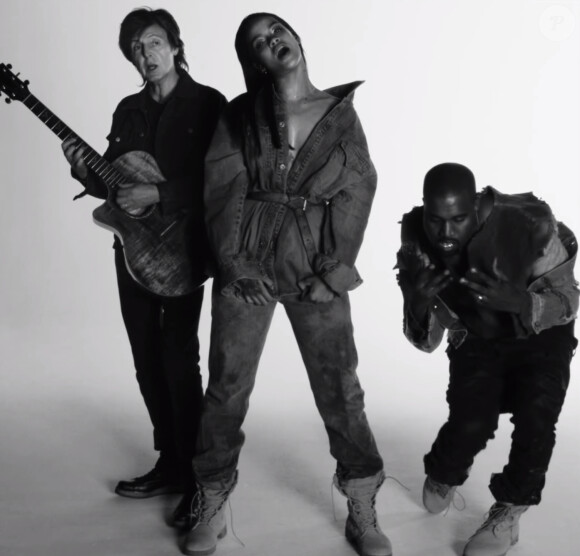 Paul McCartney et Kanye West accompagnent Rihanna pour son clip "FourFiveSeconds" - février 2015.