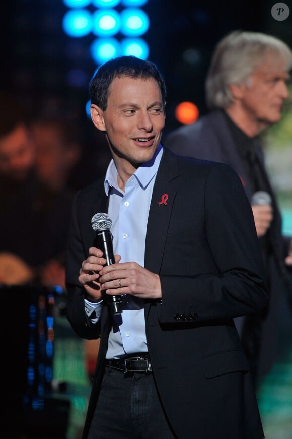 Exclusif - Marc-Olivier Fogiel - Enregistrement de l'émission du "Sidaction 2014 : La télé chante contre le Sida" le 24 mars 2014 au théâtre Mogador à Paris.