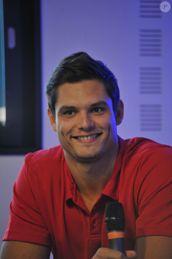 Florent Manaudou lors du lancement de la campagne Get Spedo Fit au Pan Pipper à Paris, le 11 septembre 2014