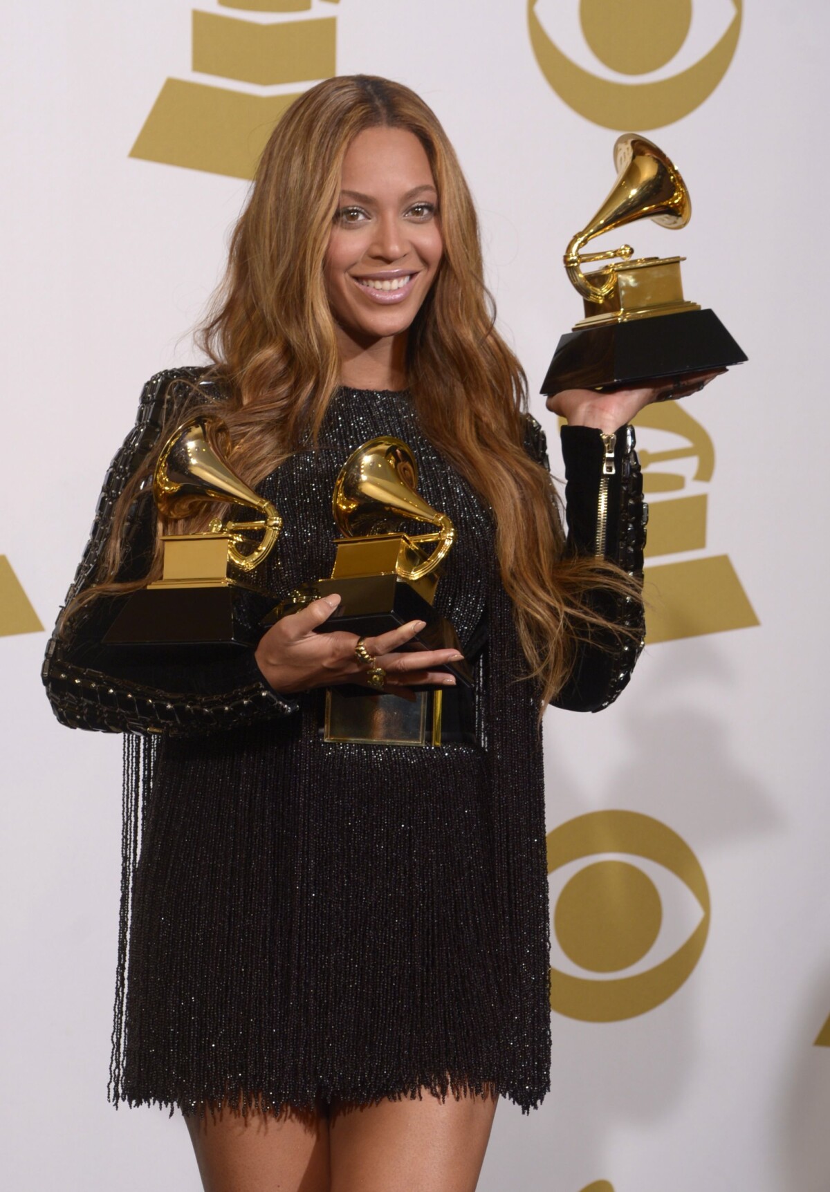 Photo Beyoncé et ses trois Grammys (Meilleure performance et chanson R&B pour "Drunk in Love