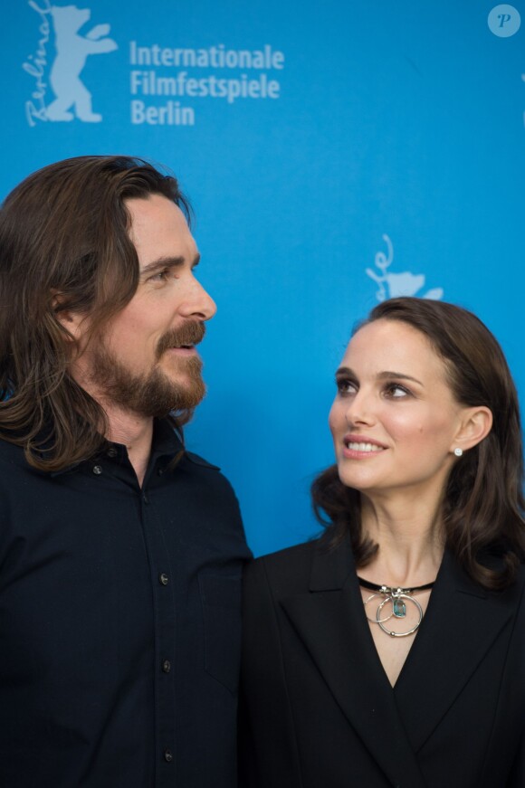 Christian Bale et Natalie Portman - Photocall du film "Knight of Cups" lors de la 65e édition du festival international du film de Berlin en Allemagne le 8 février 2015.