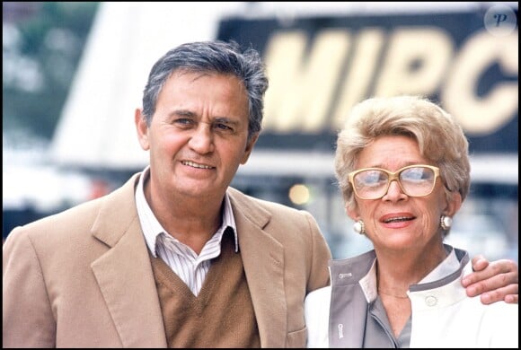 Roger Hanin et son épouse Christine Gouze-Renal lors du festival FIPA le 26 octobre 1987. 