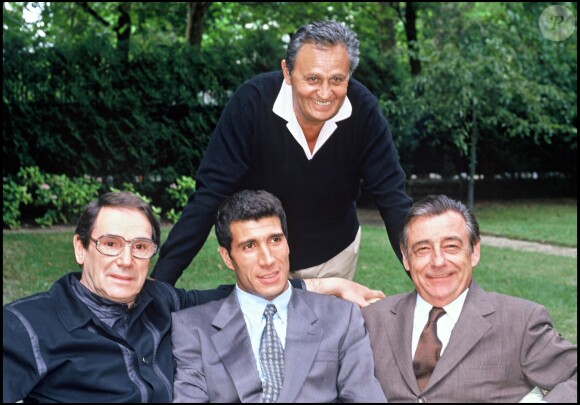 Robert Hossein, Karim Alaoui, Roger Hanin et François Périer le 29 juillet 1988. 