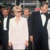 ARCHIVES - CHRISTINE GOUZE RENAL, ROGER HANIN ET DANIELLE MITTERRAND AU FESTIVAL DE CANNES EN 1990 00/05/1990 - Cannes