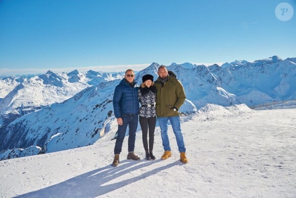 Dave Bautista, Daniel Craig et Léa Seydoux - Photocall avec les acteurs du prochain film James Bond "Spectre" à Solden en Autriche, le 7 janvier 2015.