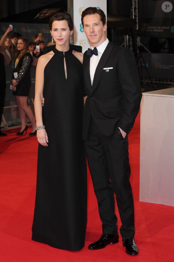 Benedict Cumberbatch et sa fiancée Sophie Hunter (enceinte) - Cérémonie des "British Academy of Film and Television Arts" (BAFTA) 2015 au Royal Opera House à Londres. Le 8 février 2015.