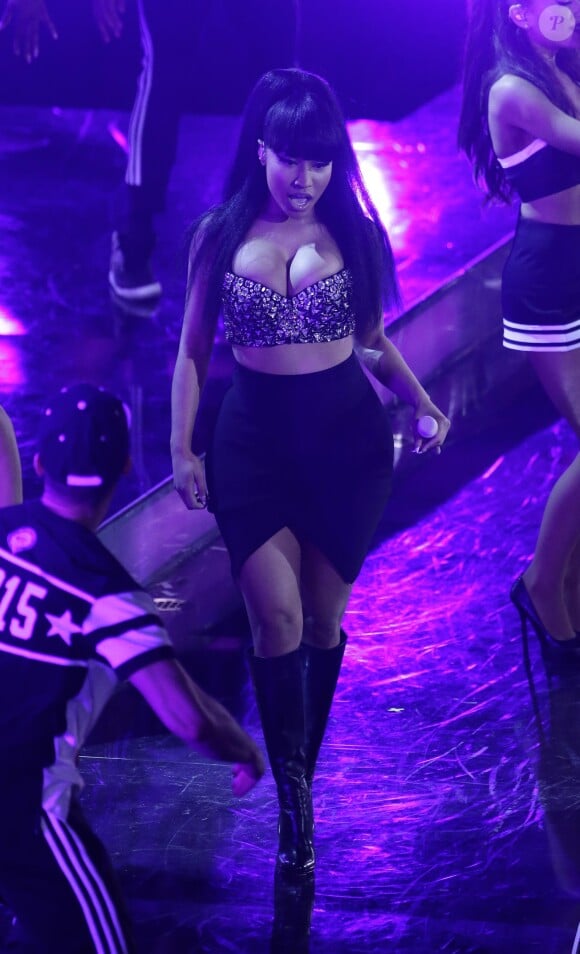 Nicki Minaj lors de la mi-temps du All Star Game 2015, le 15 février 2015, au Madison Square Garden de New York