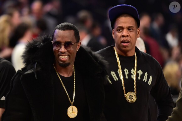 Sean John Combs et Jay-Z au Madison Square Garden à l'occasion du All-Star Game à New York, le 15 février 2015