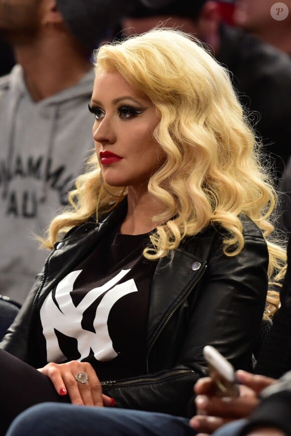 Christina Aguilera au Madison Square Garden à l'occasion du All-Star Game à New York, le 15 février 2015