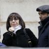 Danièle Evenou et son fils Jean-Baptiste Martin - Obsèques de Corinne Le Poulain en l'église Saint-Roch à Paris, le 16 février 2015.