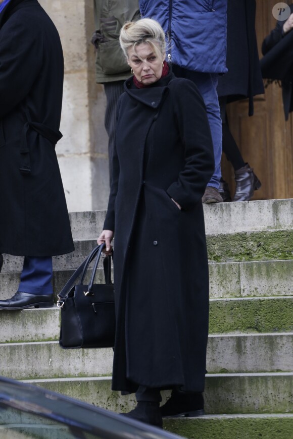 Patricia Barzyck, la compagne de Jean-Pierre Mocky - Obsèques de Corinne Le Poulain en l'église Saint-Roch à Paris, le 16 février 2015.