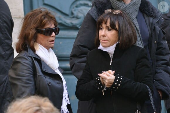 Christine Delaroche et Danièle Evenou - Obsèques de Corinne Le Poulain en l'église Saint-Roch à Paris le 16 février 2015.