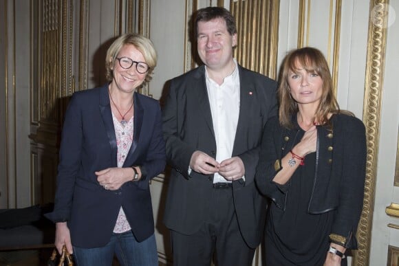 Exclusif - Arianne Massenet, Manuel Mallen et Axelle Laffont - 40 ans de la maison Poiray au profit de l'association Mécénat Chirurgie Cardiaque à la Fondation Mona Bismarck à Paris le 12 février 2015.