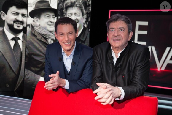 Exclusif - Enregistrement de l'émission Le Divan présentée par l'animateur Marc-Olivier Fogiel, avec Jean-Luc Mélenchon en invité, le 13 février 2015.