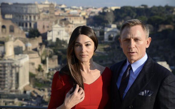 British actor/cast member Daniel Craig (R) and Italian actress/cast member Monica Bellucci (L) pose during a photocall on location for the shooting of the 24th James Bond movie 'Spectre' in the Senatorial Palace, Piazza del Campidoglio in Rome, Italy on February 18, 2015. The new Bond movie is to premiere in November 2015. Photo by Claudio Onorati/ANSA/ABACAPRESS.COM18/02/2015 - Rome