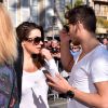 Rayane Bensetti et Denitsa Ikonomova - Première bataille de fleurs sur la Promenade des Anglais lors du 131ème carnaval de Nice "Roi de la Musique", avec une partie des membres de "Danse avec les stars", le 18 février 2015. 