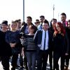 Guillaume Foucault, Katrina Patchett, Maxime Dereymez, Tonya Kinzinger, Chris Marques et sa fiancée Jaclyn Spencer, Christian Millette, Rayane Bensetti et la troupe de Danse avec les stars - Première bataille de fleurs sur la Promenade des Anglais lors du 131ème carnaval de Nice "Roi de la Musique", avec une partie des membres de "Danse avec les stars", le 18 février 2015. 