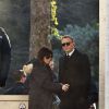 Monica Bellucci et Daniel Craig tournent une scène de Spectre à l'EUR, Rome, le 19 février 2015