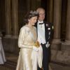 Le roi Carl XVI Gustaf de Suède et la reine Silvia de Suède le 11 février 2015 au palais royal à Stockholm, pour le premier dîner officiel de l'année.