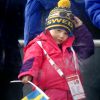 La princesse Estelle de Suède, stylée, aux Championnats du monde de ski nordique de la FIS à Falun, le 19 février 2015. 