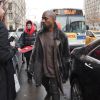 Kanye West à la sortie de son appartement à New York le 12 février 2015 