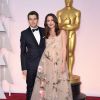 Keira Knightley enceinte (dans une robe Valentino Couture) et son mari James Righton - 87e cérémonie des Oscars à Los Angeles le 22 février 2015