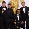 James W. Skotchdopole, Sean Penn, Alejandro G. Inarritu et John Lesher - Press Room lors de la 87ème cérémonie des Oscars à Hollywood, le 22 février 2015.