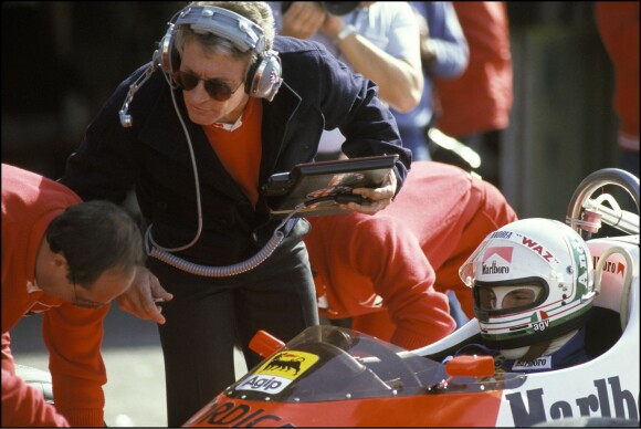 Gerard Ducarouge et Andrea de Cesaris au prix Paul Ricard à Le Castellet, France, le 17 avril 1983