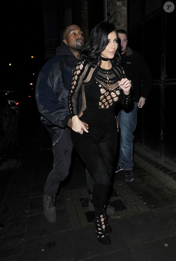 Kanye West et Kim Kardashian vont dîner au restaurant Hakkasan à Londres, le 25 février 2015.