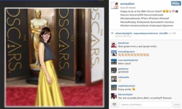 Anna Allen fait croire qu'elle est allée aux Oscars.