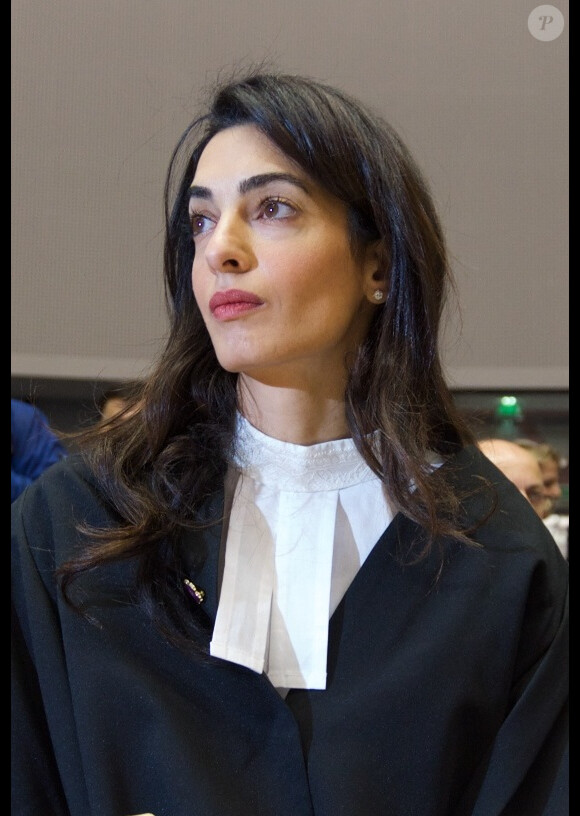 Amal Alamuddin-Clooney plaide pour défendre l'Arménie devant la Cour Européenne des droits de l'homme à Strasbourg le 28 janvier 2015.