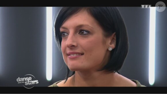 Coralie, la femme de Christophe Licata - Septième prime de Danse avec les stars 4 sur TF1. Le 9 novembre 2013.