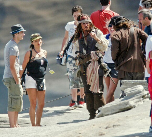 Johnny Depp sur le tournage de Pirates des Caraïbes 4 à Maui, le 26 juillet 2010.