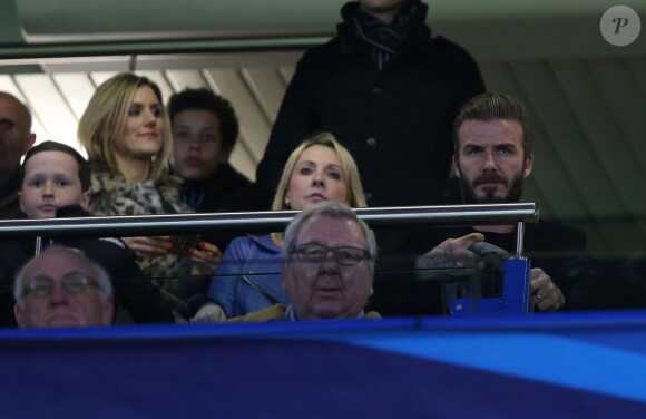 David Beckham lors du match de Ligue des Champions entre Chelsea et le PSG à Stamford Bridge à Londres, le 11 mars 2015