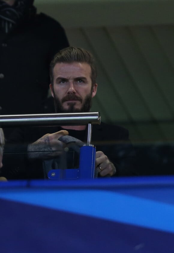David Beckham lors du match de Ligue des Champions entre Chelsea et le PSG à Stamford Bridge à Londres, le 11 mars 2015