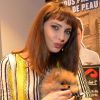 Frédérique Bel (avec son chien) - Soirée de réouverture de la boutique Kiehl's rue des Francs Bourgeois à Paris le 12 mars 2015