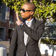 Pharrell Williams arrive au procès qui l'oppose avec Robin Thicke, interprètes de "Blurred Lines", à la famille de Marvin Gaye au tribunal à Los Angeles, le 5 mars 2015.