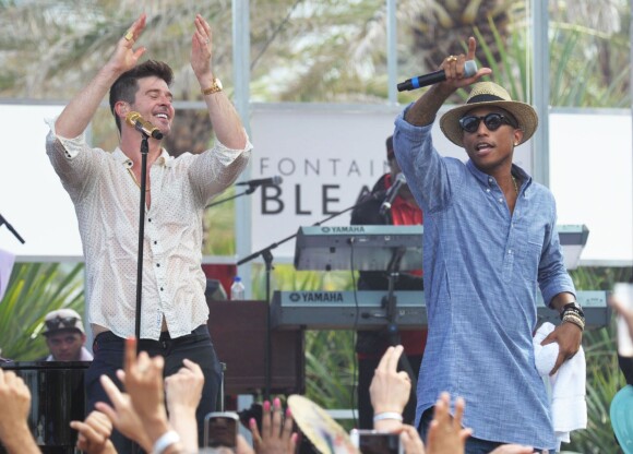 Robin Thicke et Pharrell Williams à Miami Beach, le 1er septembre 2013.