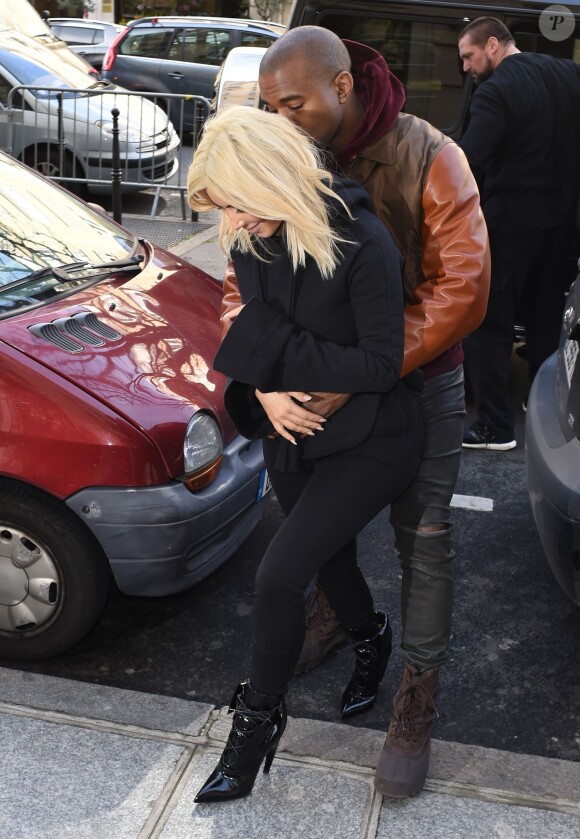 Kim Kardashian et Kanye West à Paris. Le 6 mars 2015.