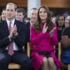 Kate Middleton, enceinte de huit mois, et le prince William ont assisté le 27 mars 2015, à Gypsy Hill, à une démonstration de l'association XLP en faveur des jeunes défavorisés, à l'église du Christ.