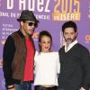 Alice Belaïdi, JoeyStarr, Manu Payet, le cast du film "Les Gorilles" lors de la cérémonie de clôture du 18e festival international du film de comédie de l'Alpe d'Huez, le 17 janvier 2015