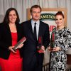 Christopher Nolan, sa femme Emma Thomas et Jessica Chastain aux Jameson Empire Film Awards 2015 à Londres le 29 mars 2015.