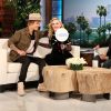 Madonna et Justin Bieber sur le plateau de l'émission d’Ellen DeGeneres à Los Angeles le 18 mars 2015. 